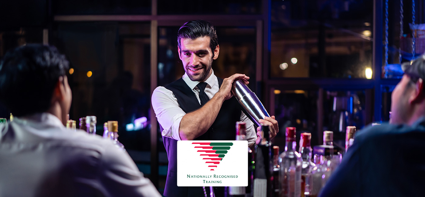 A bartender responsibly serving drinks in a licensed venue — SITHFAB021 RSA online training, SNS College Western Australia