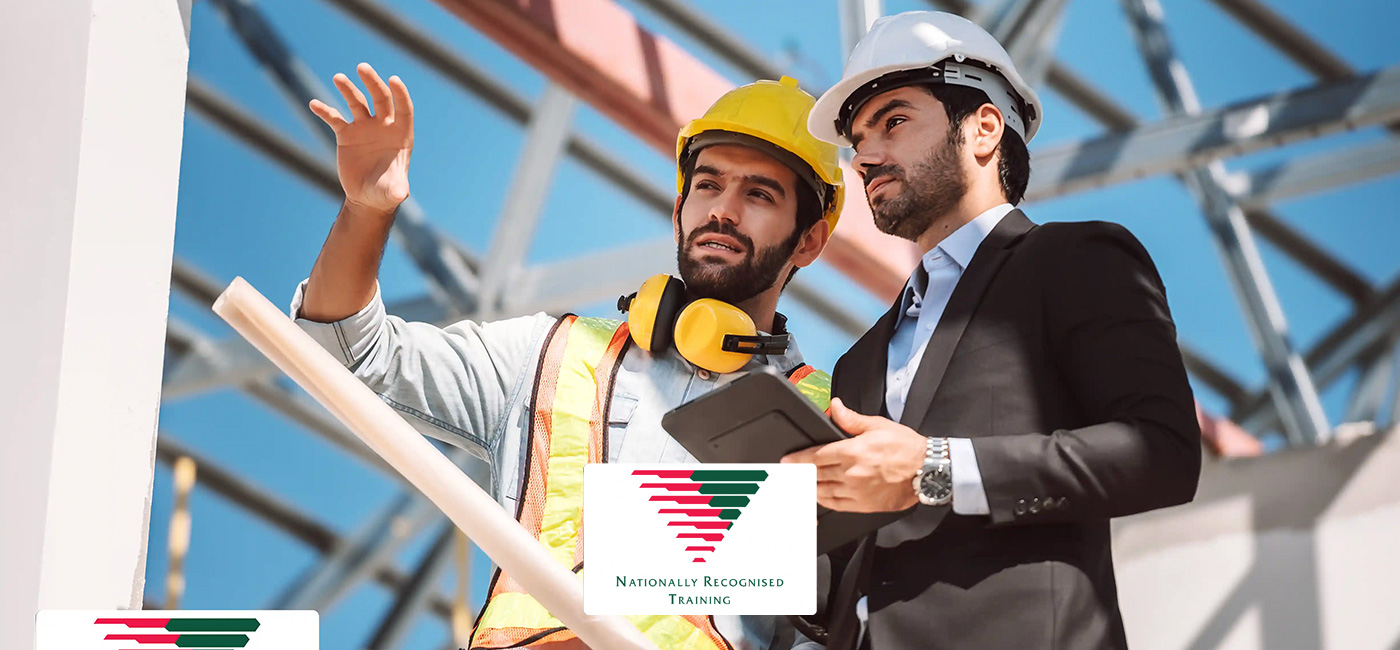 A construction worker wearing a hard hat and high-visibility vest on site — CPCWHS1001 White Card training, SNS College Perth